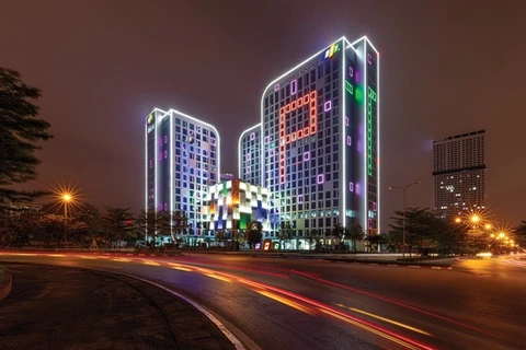 FPT's headquarters in Cau Giay District, Hanoi. FPT is collaborating with Nvidia to build a 200 million USD AI factory and provide a cloud computing platform for AI research and development, including the potential production of GPU graphics chips. (Photo courtesy of FPT)