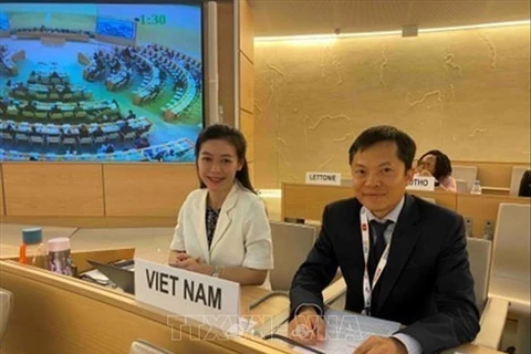 The Vietnamese delegation at the 56th session of the UN Human Rights Council (Photo: VNA)