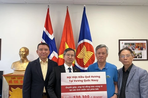 Vietnamese people in Norway have recently donated nearly 12,000 USD in support of the homeland's disaster relief efforts. (Photo: VNA)