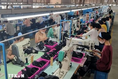 Workers at Ha Hoa Shoes JSC in Phu Tho province (Photo: VNA)