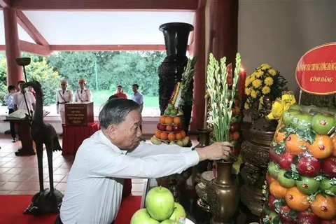 苏林总书记在金瓯省敬香纪念胡志明主席。图自越通社