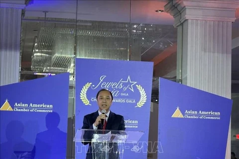 Посол Вьетнама в США Нгуен Куок Зунг выступает на гала-концерте. (Фото: ВНА) 