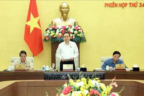 Председатель НС Чан Тхань Ман выступает на заседании. (Фото: ВИА) 