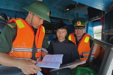 La guardia costera de Vietnam realiza la inspección en los barcos pesqueros (Fuente: VNA)