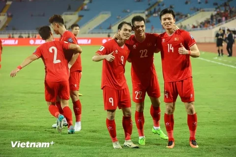 Les joueurs vietnamiens rencontreront des joueurs libanais et indiens dans le cadre des Journées FIFA. Photo: VietnamPlus