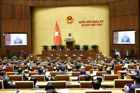 Le secrétaire général du Parti et président de la République Tô Lâm s’adresse à la séance inaugurale de la 8e session de l’Assemblée nationale de la 15e législature. Photo : VNA