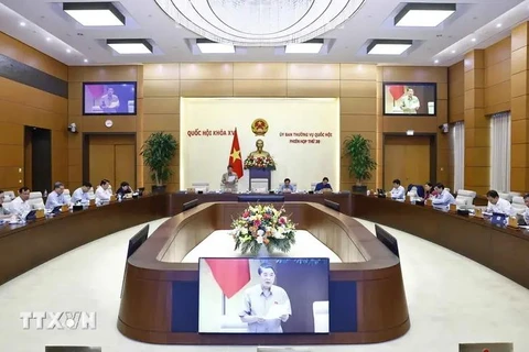 Le vice-président de l’Assemblée nationale Nguyên Khac Dinh s’exprime en clôture de la 39e session du Comité permanent de l’Assemblée nationale, à Hanoi, le 19 novembre. Photo : VNA