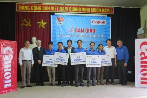 Rural road lit up in Bac Ninh 