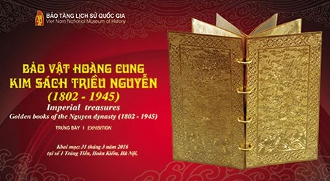 Nguyen Dynasty gold books on display 