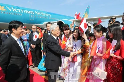 Party General Secretary Nguyen Phu Trong arrives in Tokyo