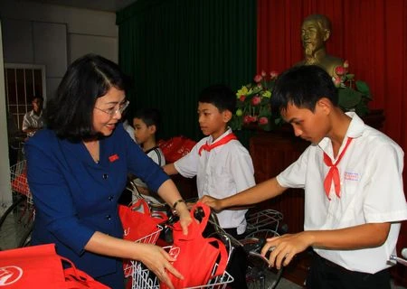 Vice President grants scholarships to Dong Thap children 