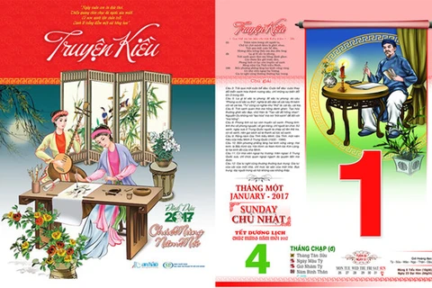 The tale of Kieu printed on calendar