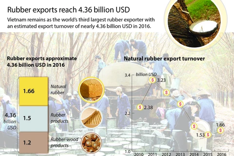 Rubber exports reach 4.36 billion USD