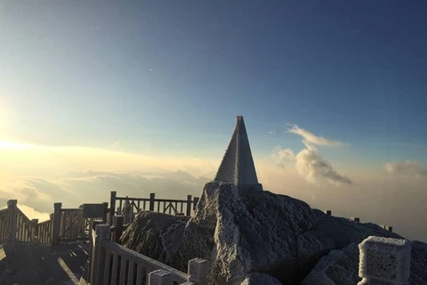 Fansipan peak covered in snow