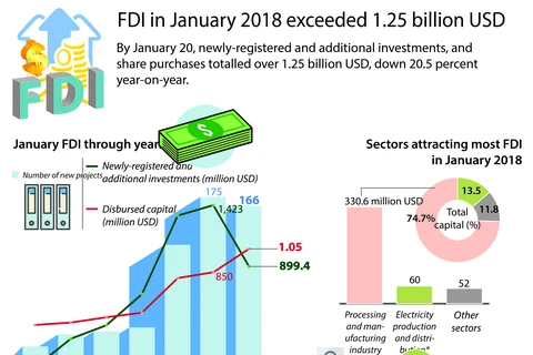 January FDI exceeds 1.25 billion USD 