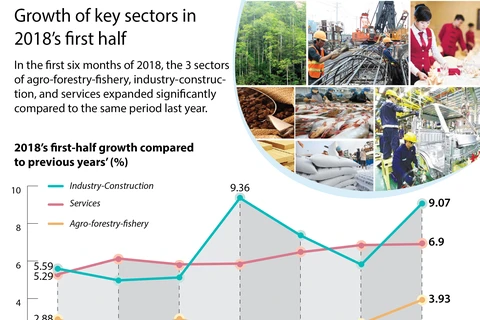 Growth of key sectors in 2018's first half