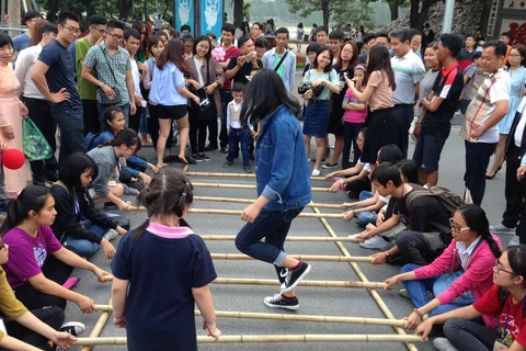 Loose-parts playground for children in Hanoi’s walking zone