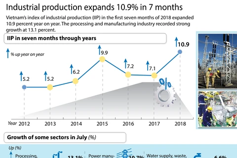Industrial production expands 10.9 percent in 7 months