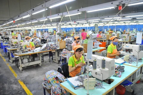 Garment production activities at Nien Hsing Garment Co., Ltd., in the Khanh Phu Industrial Park, Khanh Phu commune, Yen Khanh district, Ninh Binh province. (Photo: VNA)