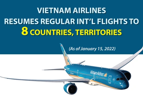 Vietnam Airlines resumes regular int'l flights to 8 countries, territories