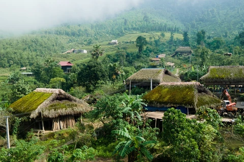 Unique mossy roofs on Tay Con Linh range