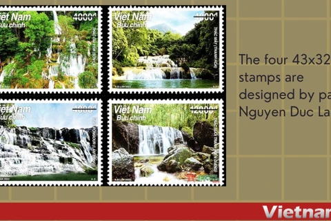 Four famous Vietnamese waterfalls introduced in stamp collection