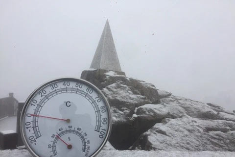 Snow covers top of Mount Fansipan