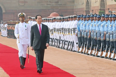 President Tran Dai Quang welcomed in New Delhi