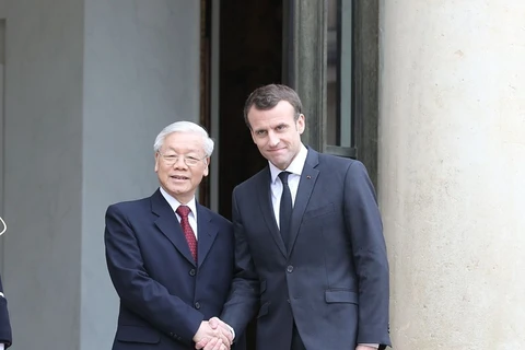 Party leader holds talks with French President Emmanuel Macron
