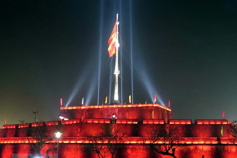 Hue lights up historic flag tower