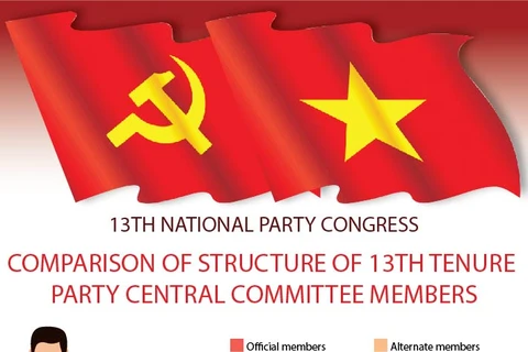 Comparison of structure of 13th tenure Party Central Committee members