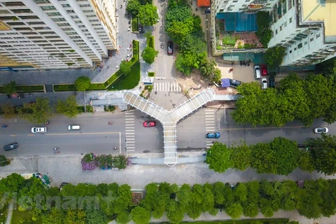 A close look at unique Y-shaped pedestrian bridge in Hanoi