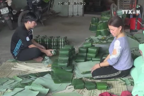 Vinh Hoa villagers awake all day for making chung cakes