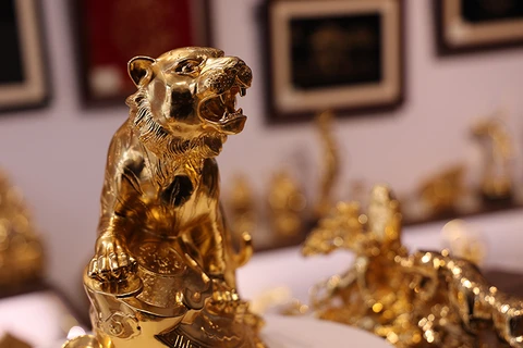 Gold plated tigers hit souvenir shops in Hanoi