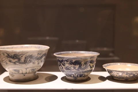 Royal blue-and-white porcelains on display