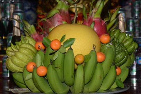Five-fruit tray at traditional Lunar New Year 