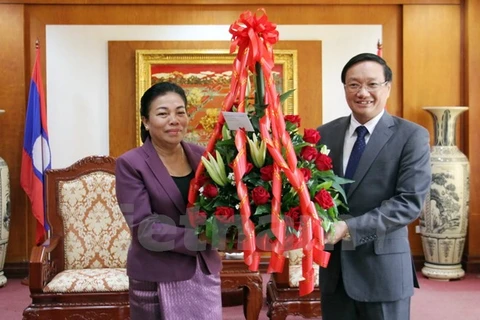 Lao officials congratulate embassy on Vietnam’s 72nd National Day