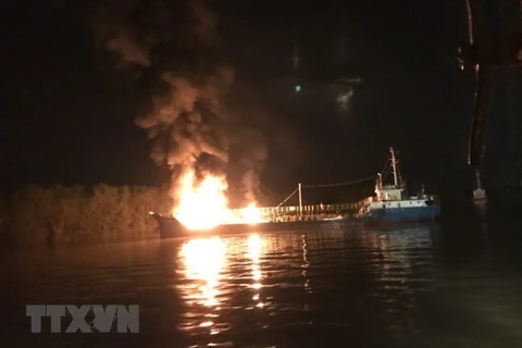 Firefighters stamp out tanker blaze in Hai Phong port city