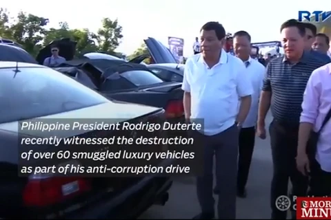 Philippines destroys dozens of luxury cars in anti-corruption campaign