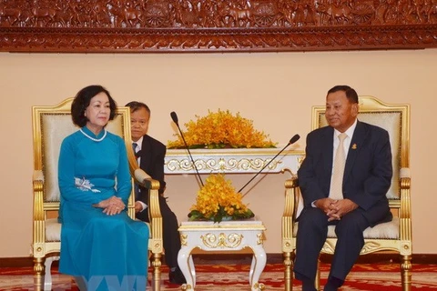 Cambodian Senate President receives Vietnamese Party official 