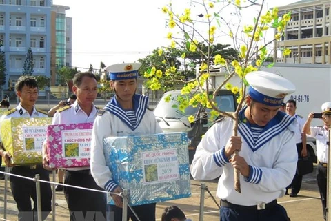 Naval ships carry Tet gifts to soldiers doing duty at sea 