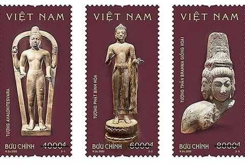 Stamps featuring ancient Oc Eo Culture issued