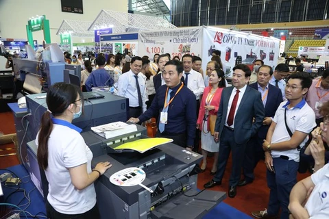 HCM City expo displaying advertising equipment, technology