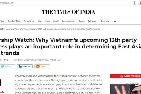 Indian newspaper highlights importance of Vietnam’s 13th party congress 