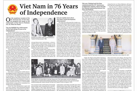 Vietnamese Ambassador’s writing featured on Thai printed newspaper