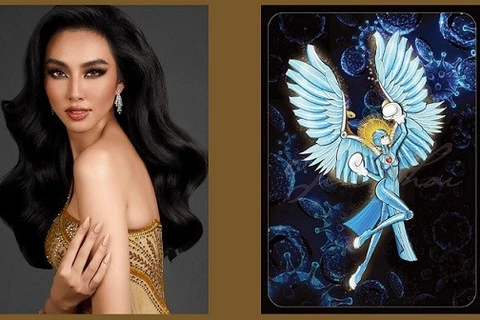 Vietnamese beauty selects national costume named 'Angel" at Miss Grand International contest