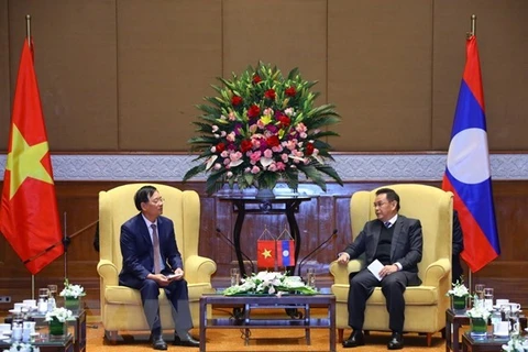 Top Lao legislator receives Vietnam-Laos Friendship Association delegation