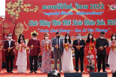 Spring fair brings Tet atmosphere to Vietnamese in Laos