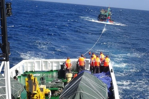 Distressed fishing ship safely towed to land 