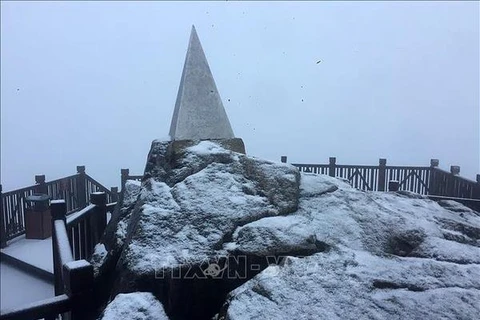 Snow covers top of Mount Fansipan